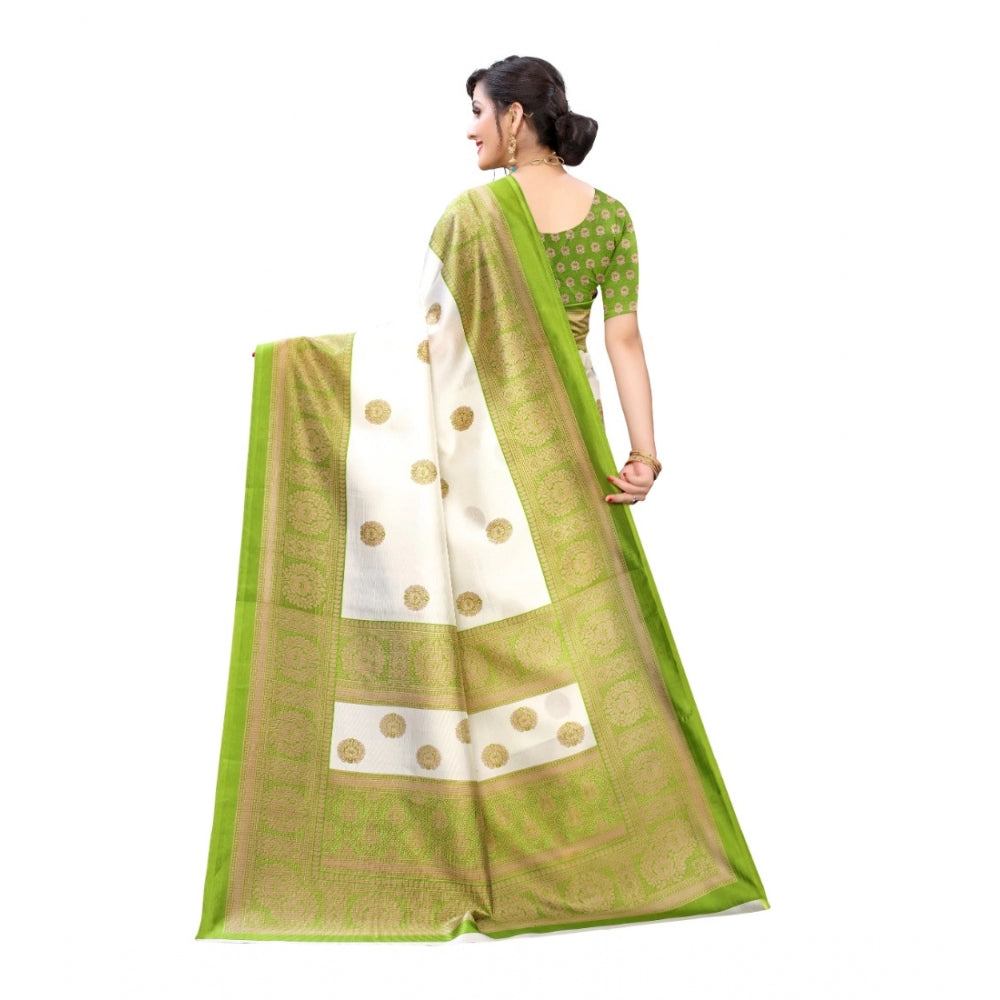 Art Silk Printed Saree With Unstitched Blouse