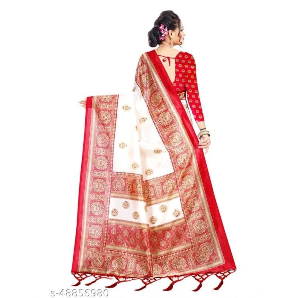 Art Silk Printed Saree With Unstitched Blouse