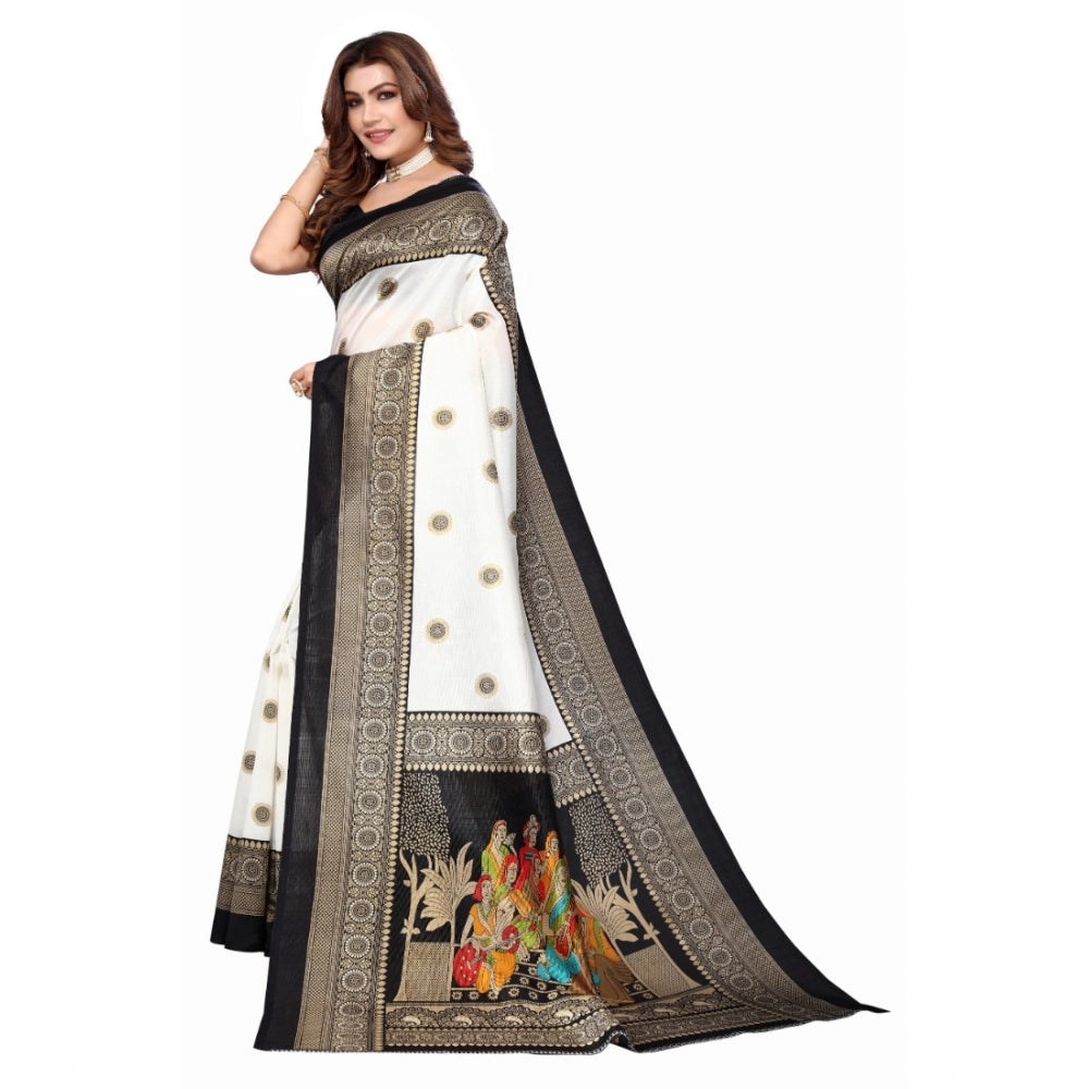 Art Silk Printed Saree With Unstitched Blouse