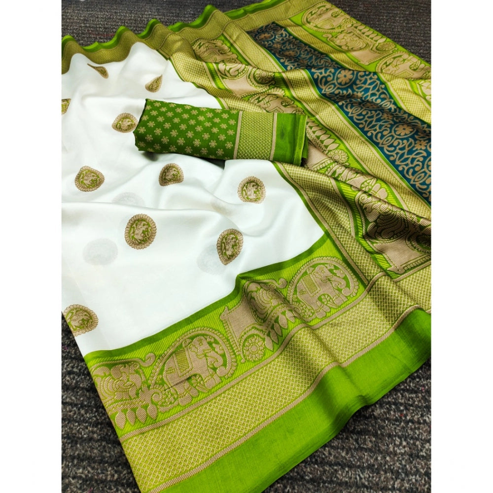 Art Silk Printed Saree With Unstitched Blouse