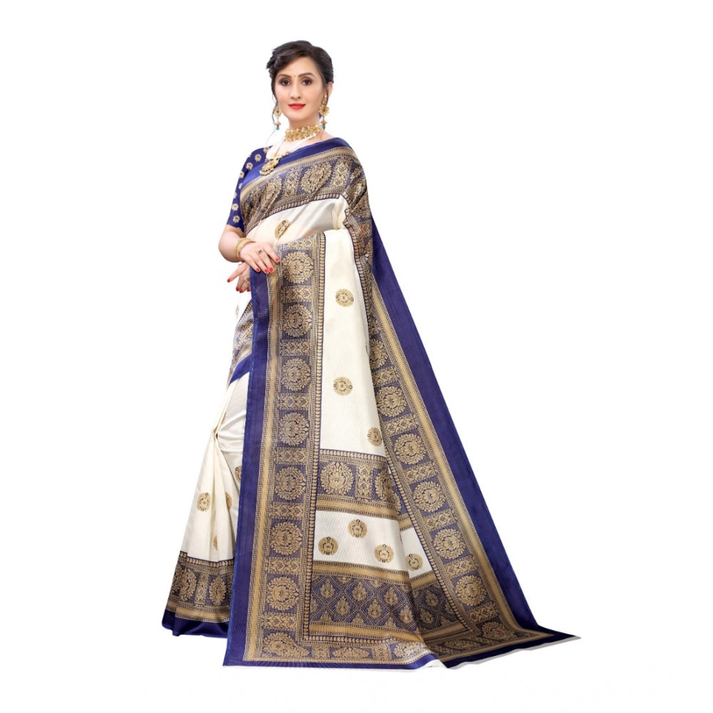 Art Silk Printed Saree With Unstitched Blouse