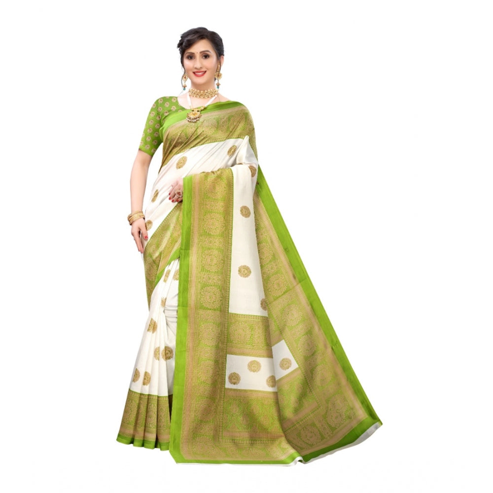 Art Silk Printed Saree With Unstitched Blouse