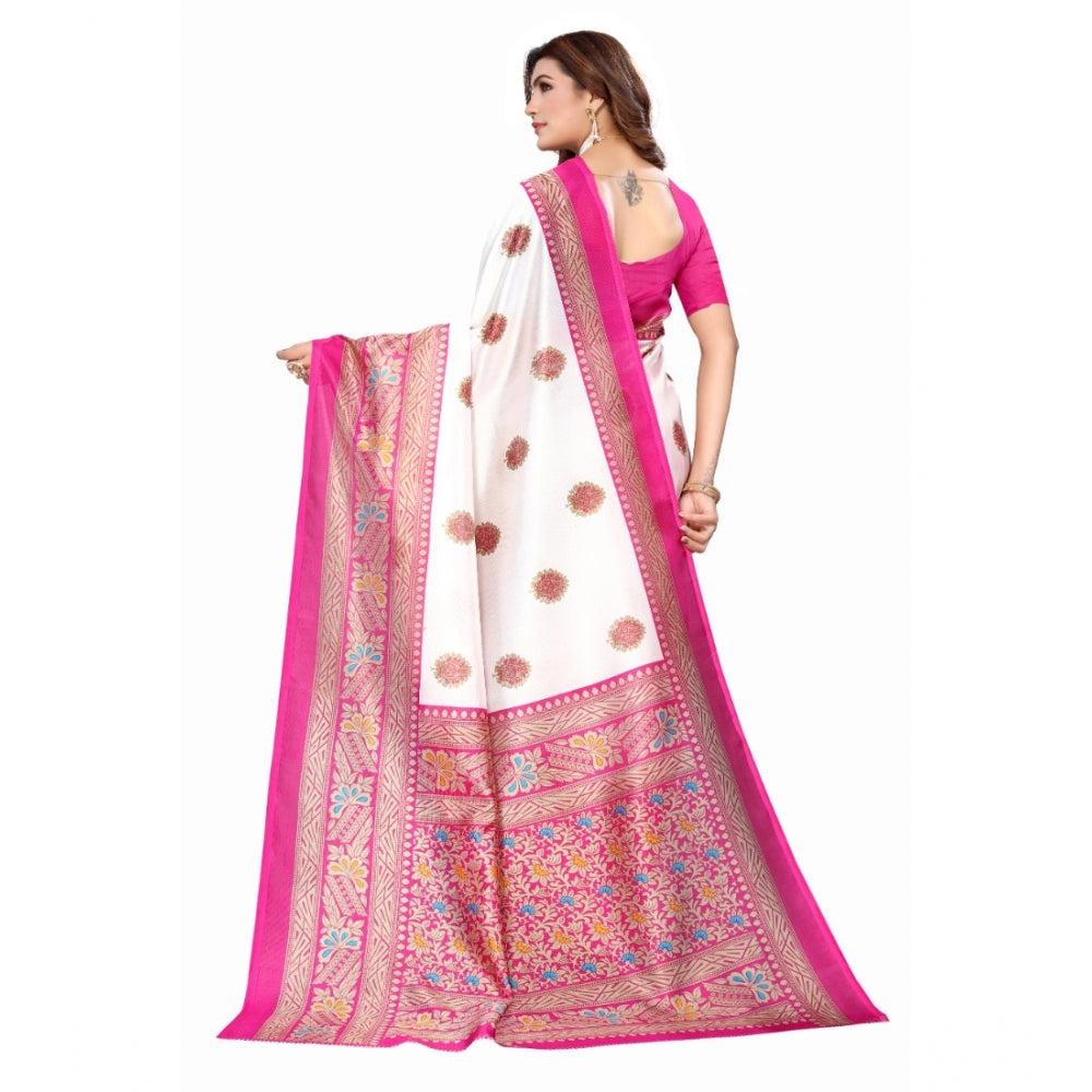 Art Silk Printed Saree With Unstitched Blouse