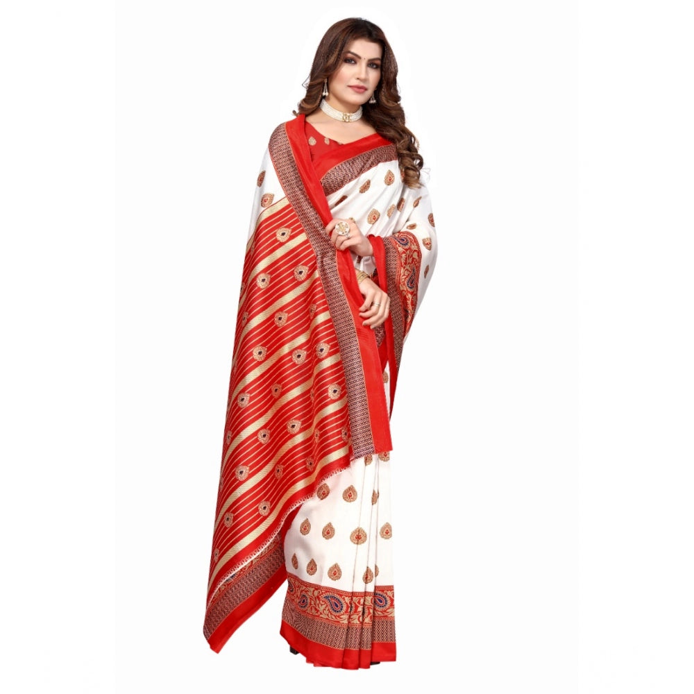 Art Silk Printed Saree With Unstitched Blouse