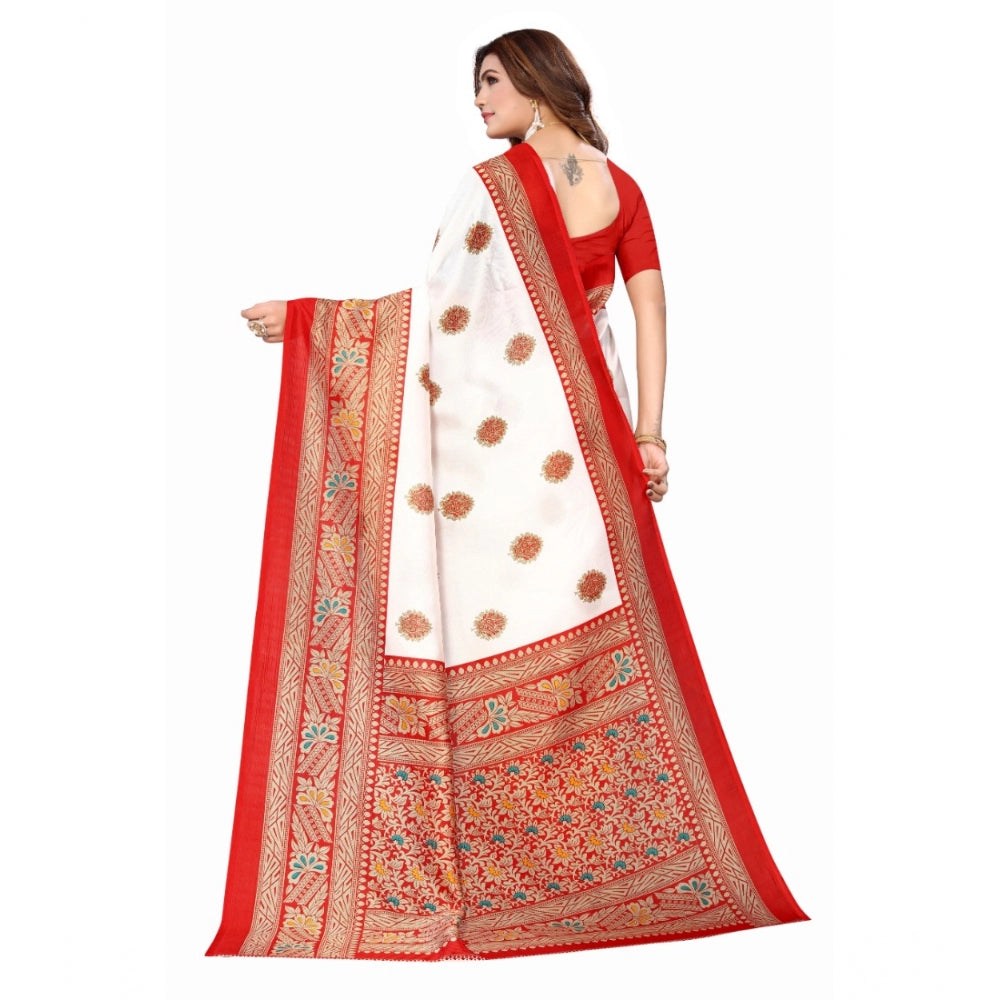 Art Silk Printed Saree With Unstitched Blouse