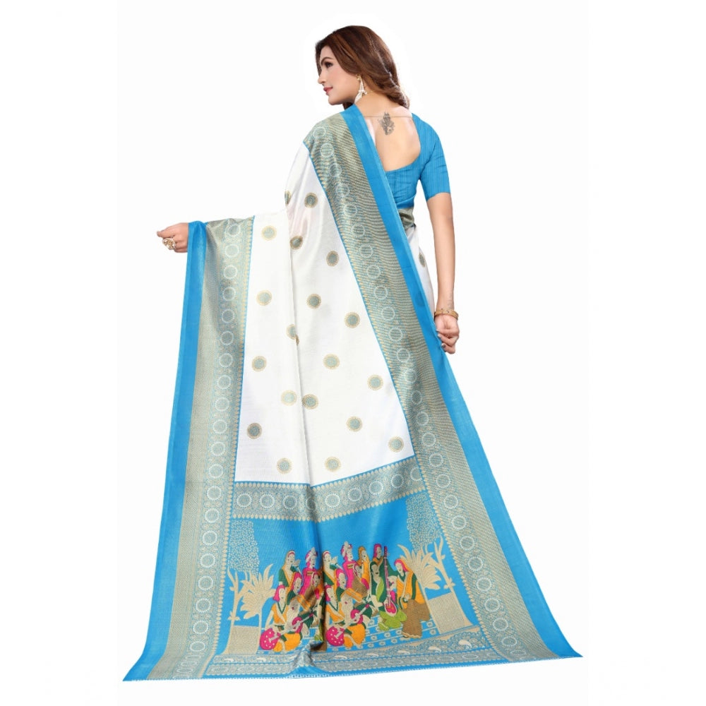 Art Silk Printed Saree With Unstitched Blouse