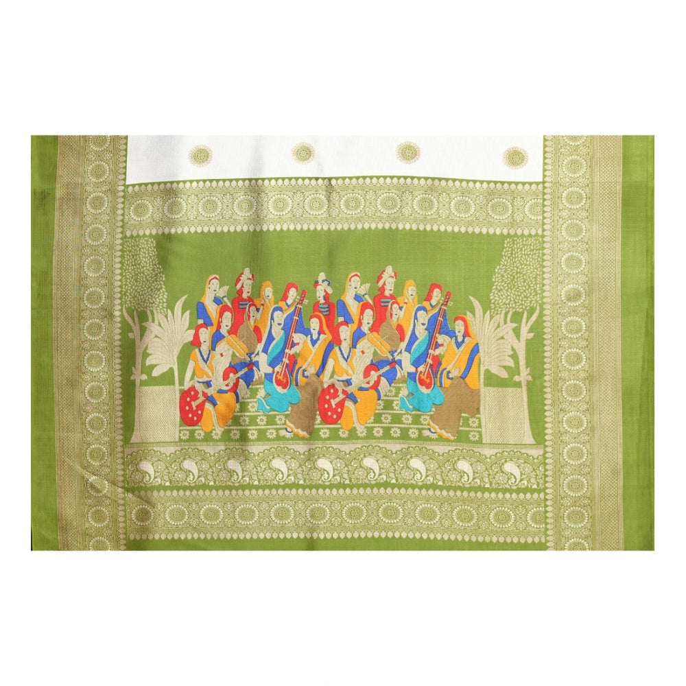 Art Silk Printed Saree With Unstitched Blouse