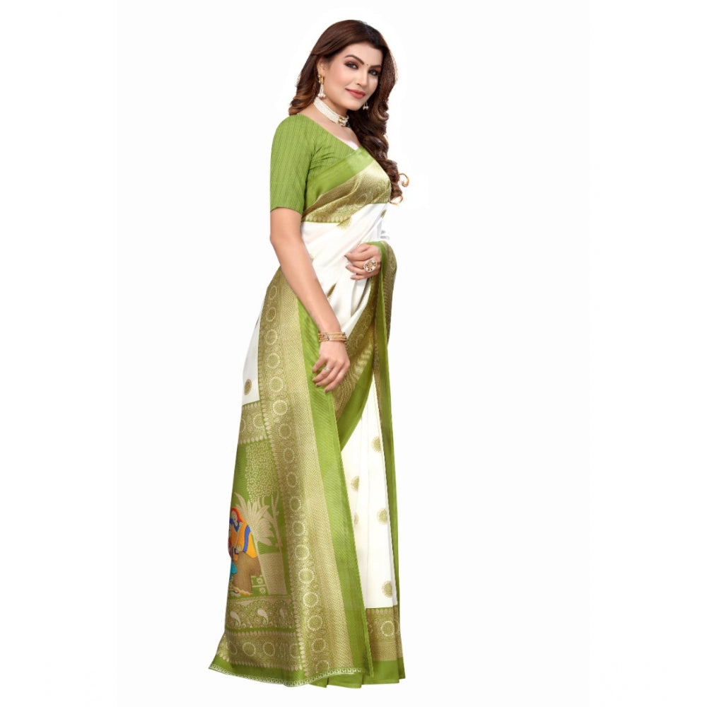 Art Silk Printed Saree With Unstitched Blouse