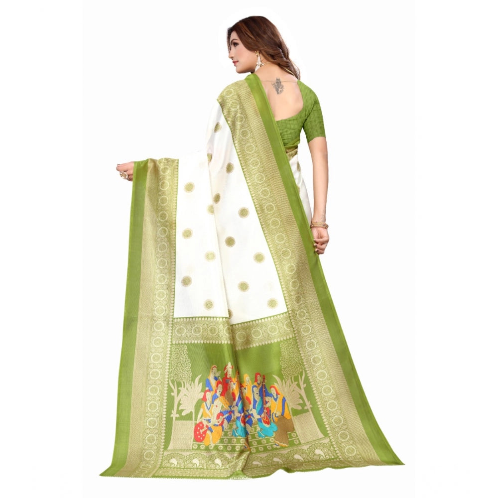 Art Silk Printed Saree With Unstitched Blouse