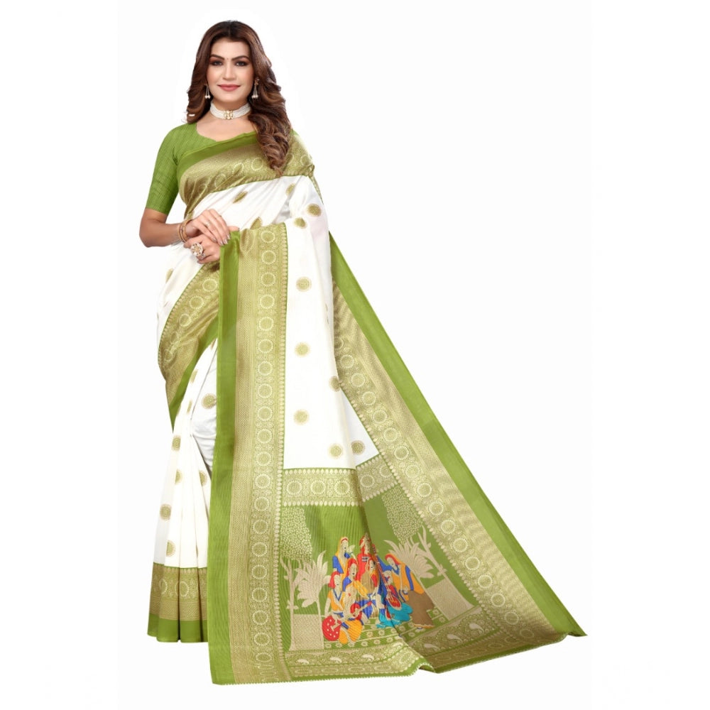 Art Silk Printed Saree With Unstitched Blouse