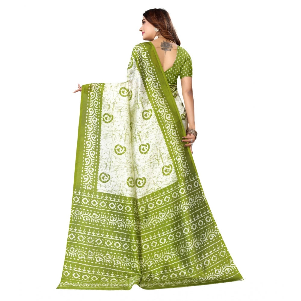 Art Silk Printed Saree With Unstitched Blouse