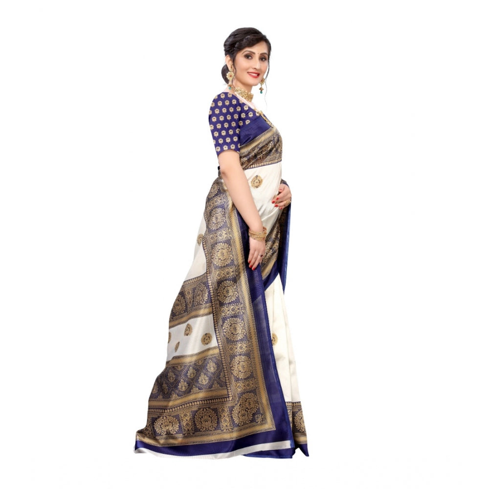 Art Silk Printed Saree With Unstitched Blouse