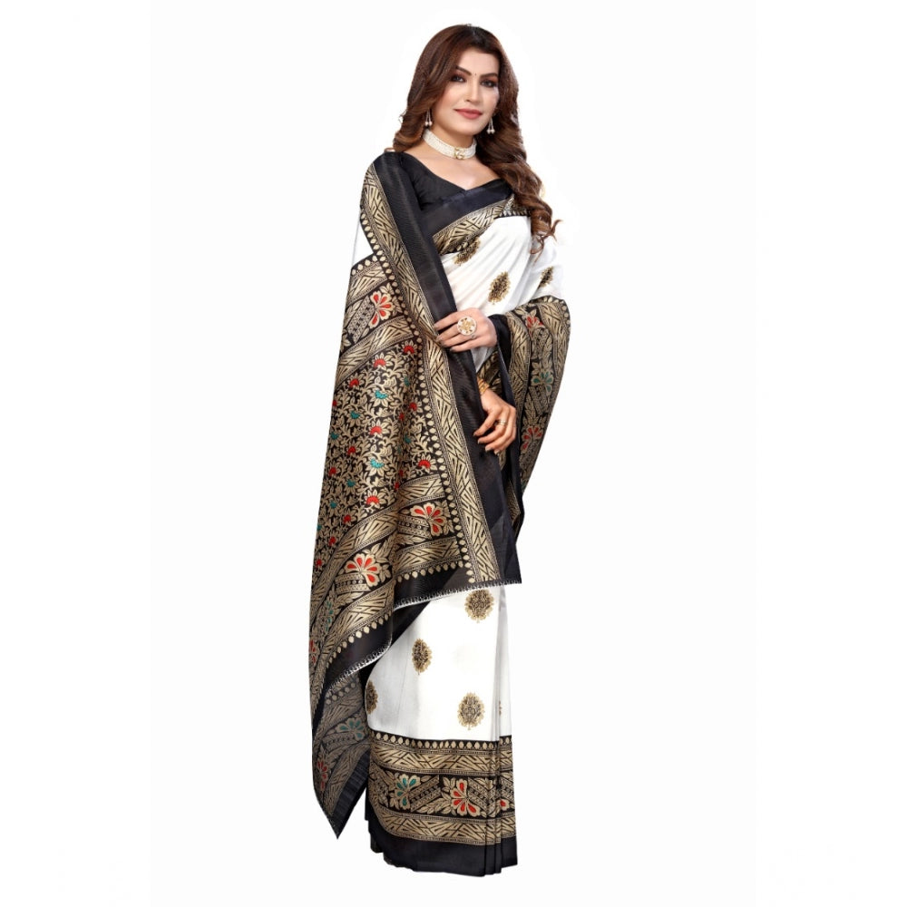 Art Silk Printed Saree With Unstitched Blouse