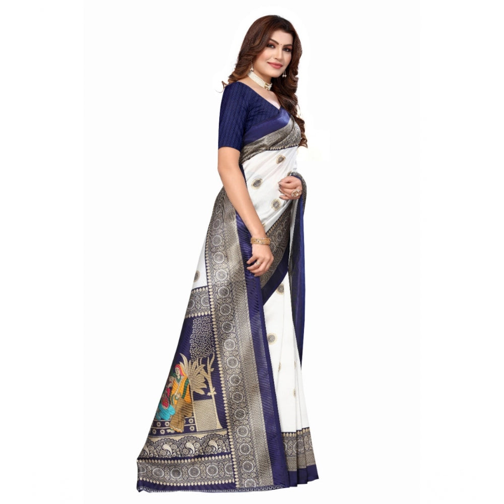 Art Silk Printed Saree With Unstitched Blouse