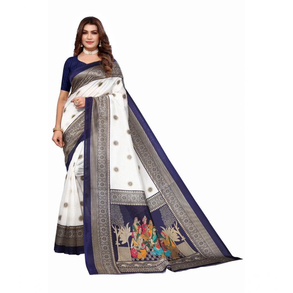 Art Silk Printed Saree With Unstitched Blouse