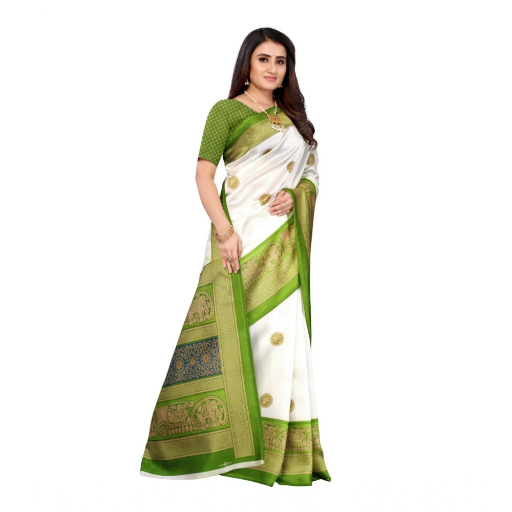 Art Silk Printed Saree With Unstitched Blouse