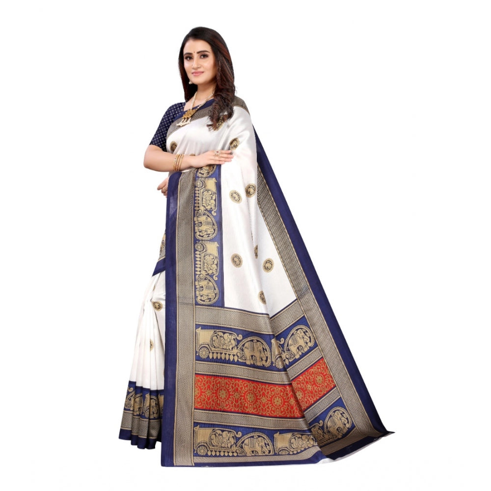 Art Silk Printed Saree With Unstitched Blouse