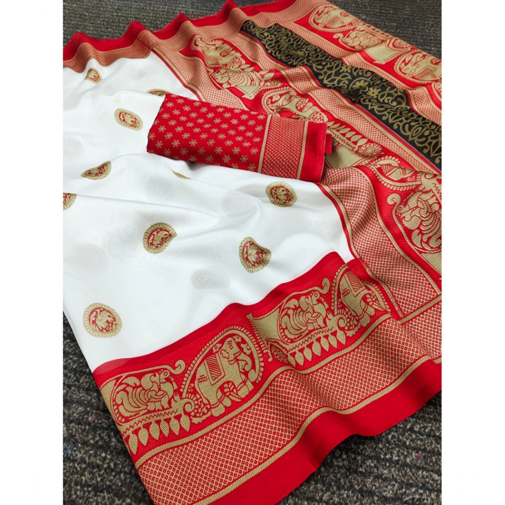 Art Silk Printed Saree With Unstitched Blouse