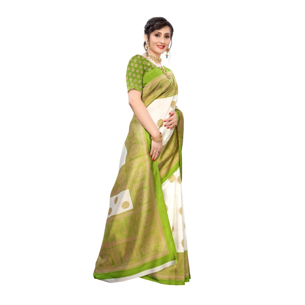 Art Silk Printed Saree With Unstitched Blouse