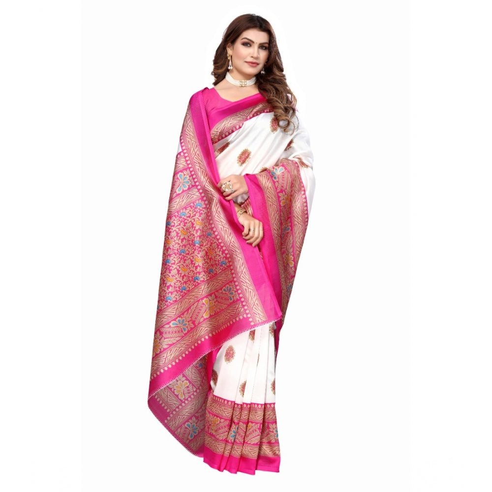 Art Silk Printed Saree With Unstitched Blouse