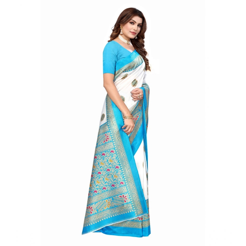 Art Silk Printed Saree With Unstitched Blouse