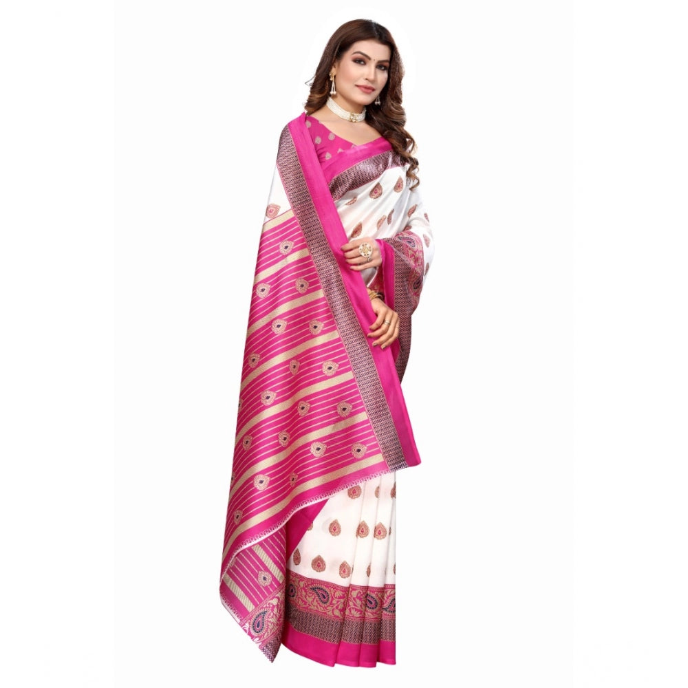 Art Silk Printed Saree With Unstitched Blouse