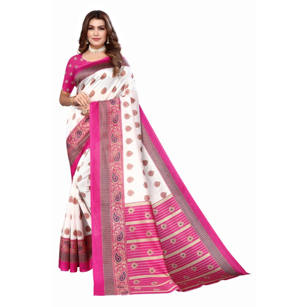 Art Silk Printed Saree With Unstitched Blouse