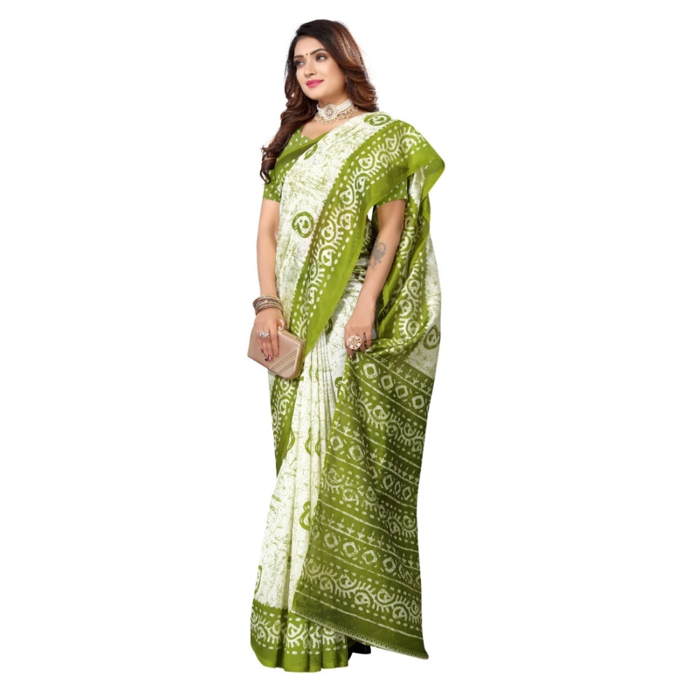 Art Silk Printed Saree With Unstitched Blouse