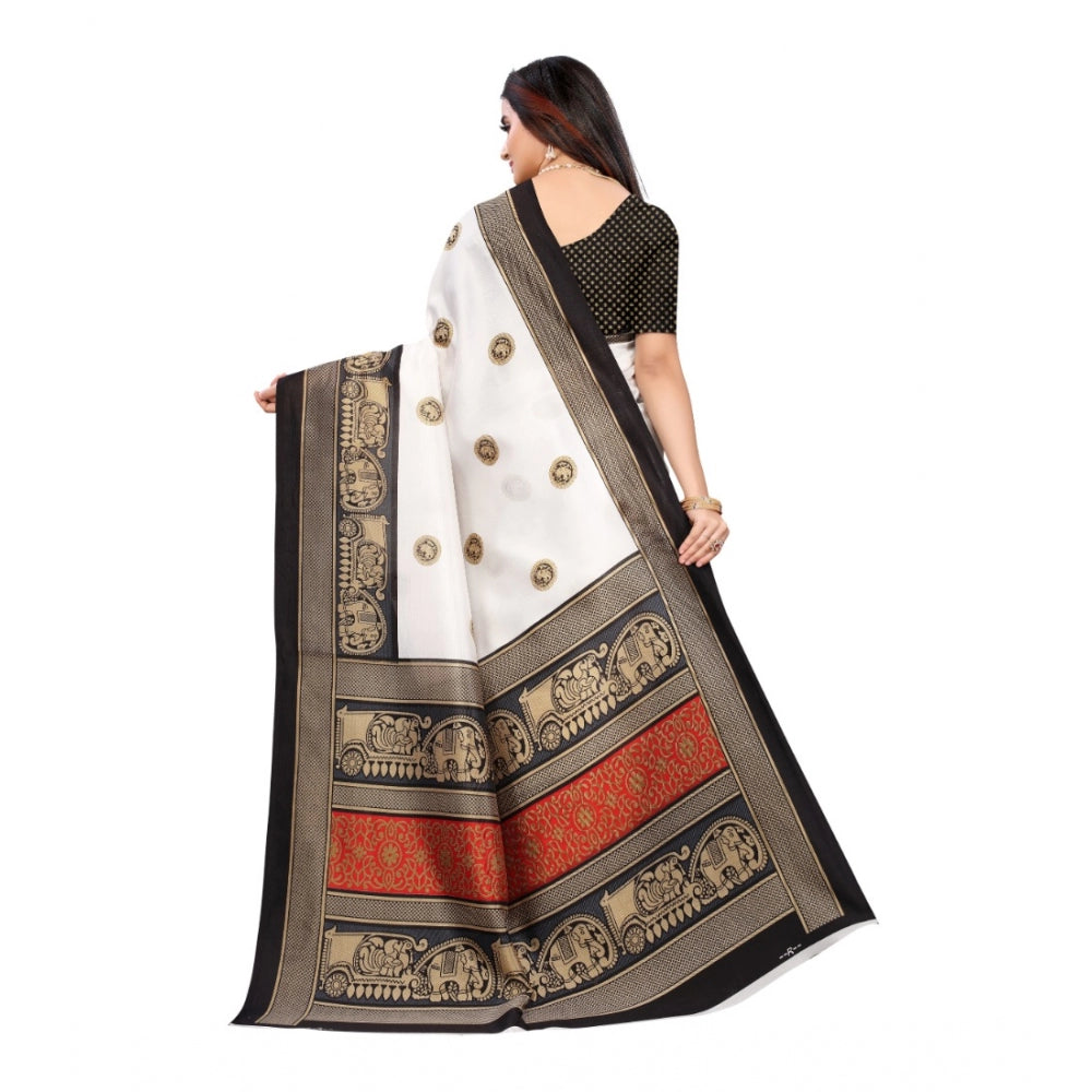 Art Silk Printed Saree With Unstitched Blouse