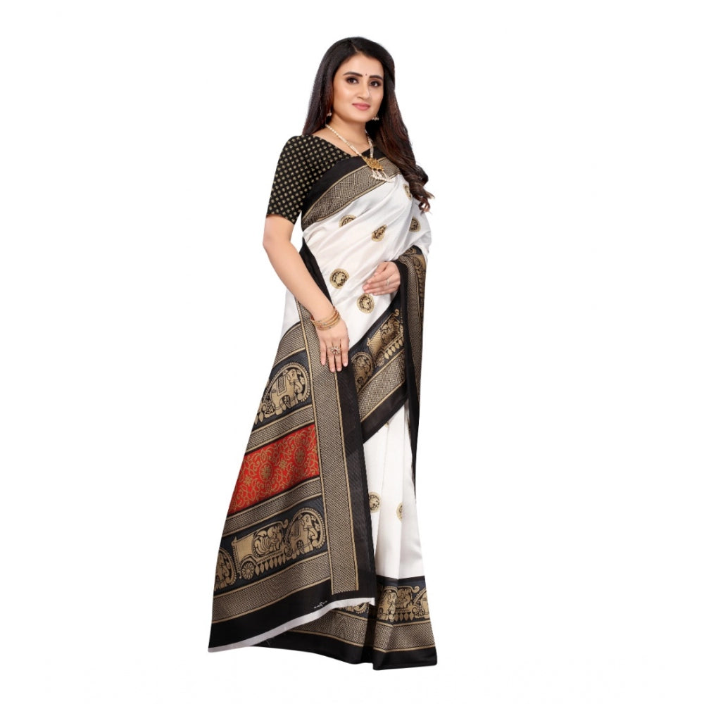 Art Silk Printed Saree With Unstitched Blouse