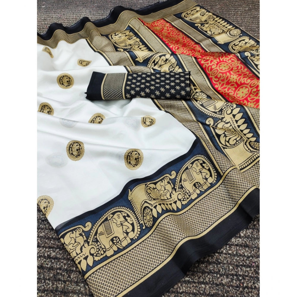 Art Silk Printed Saree With Unstitched Blouse