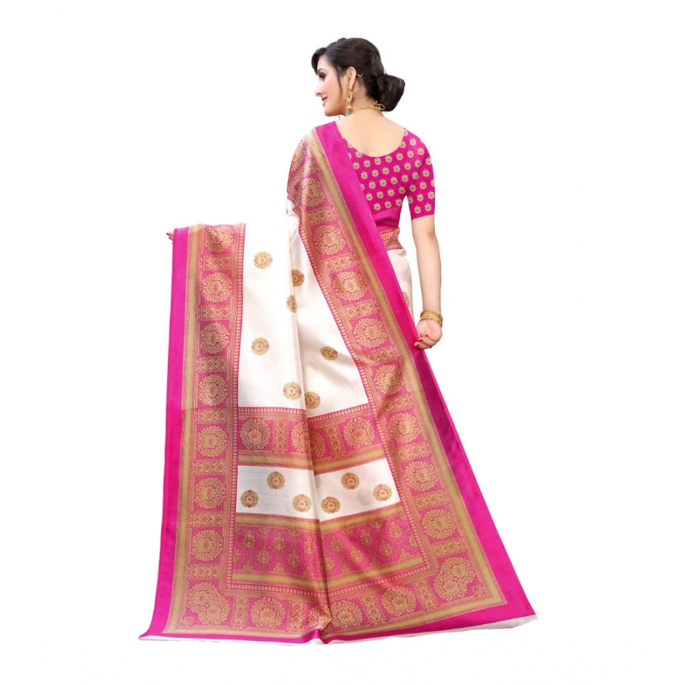 Art Silk Printed Saree With Unstitched Blouse