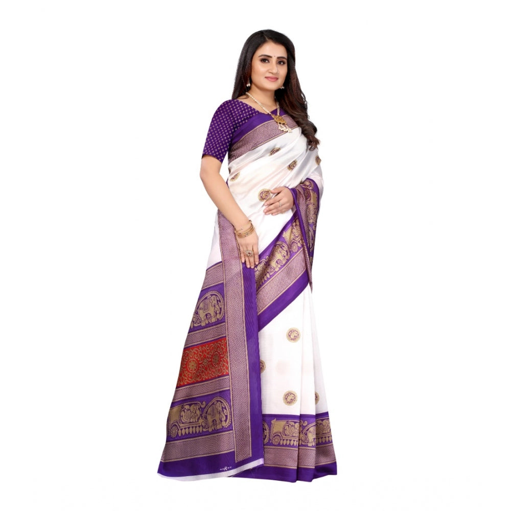 Art Silk Printed Saree With Unstitched Blouse