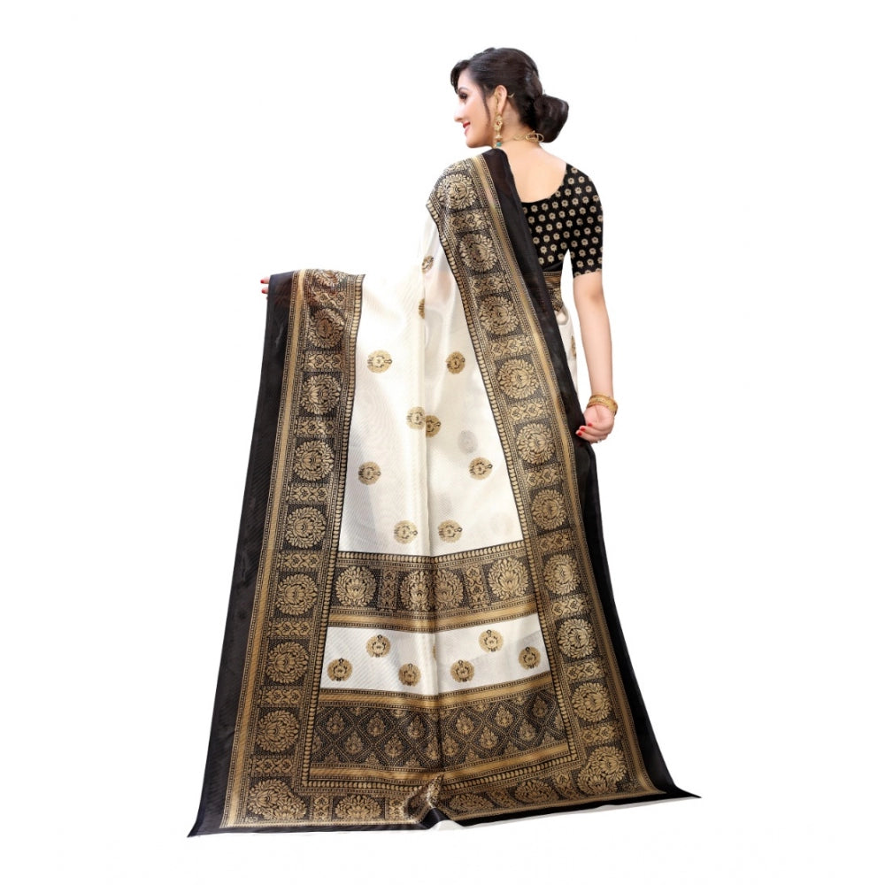 Art Silk Printed Saree With Unstitched Blouse