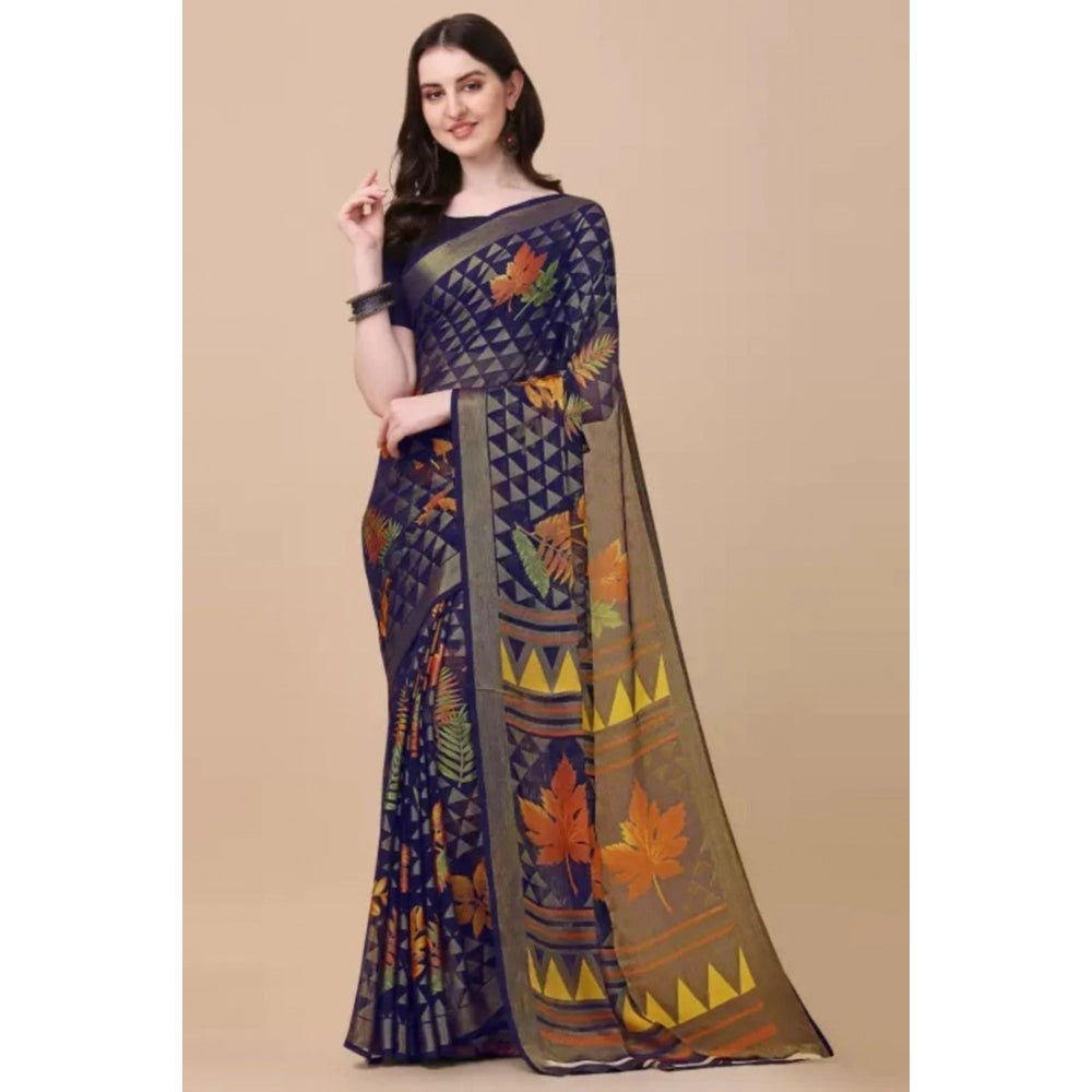 Viscose Rayon Printed Saree With Unstitched Blouse