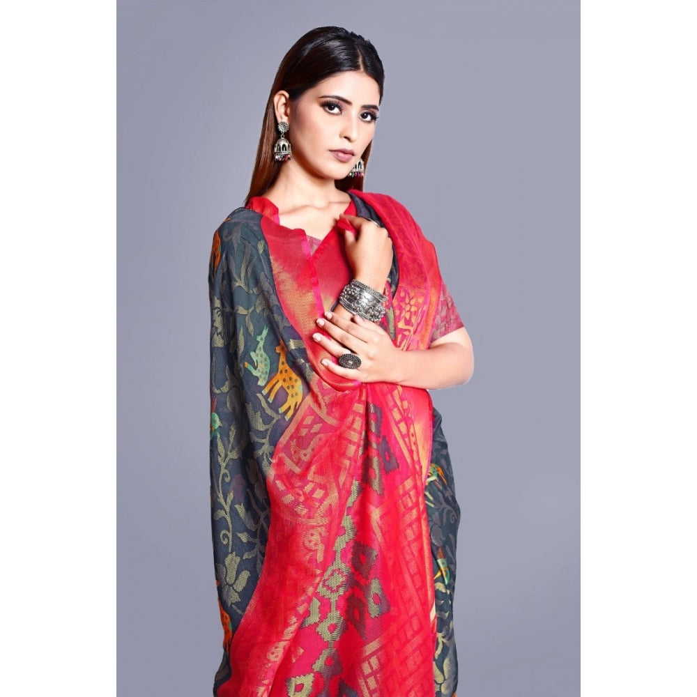 Viscose Rayon Printed Saree With Unstitched Blouse