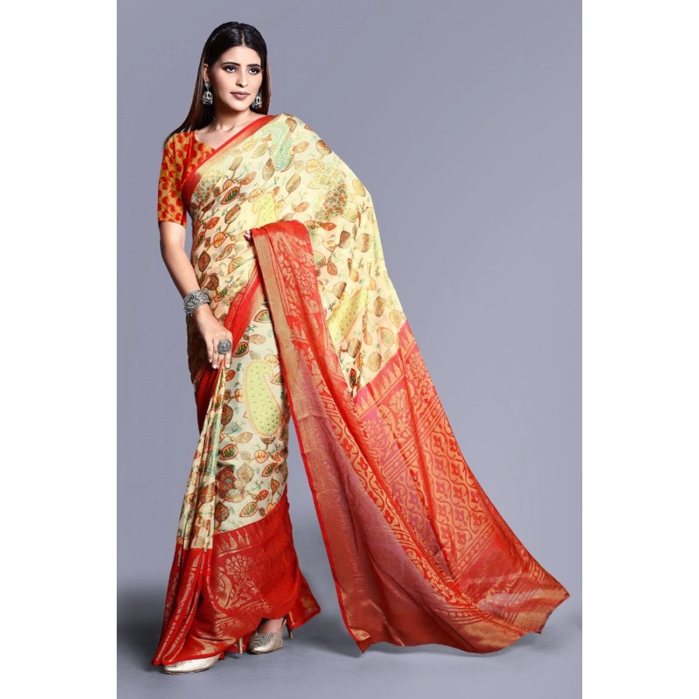 Viscose Rayon Printed Saree With Unstitched Blouse