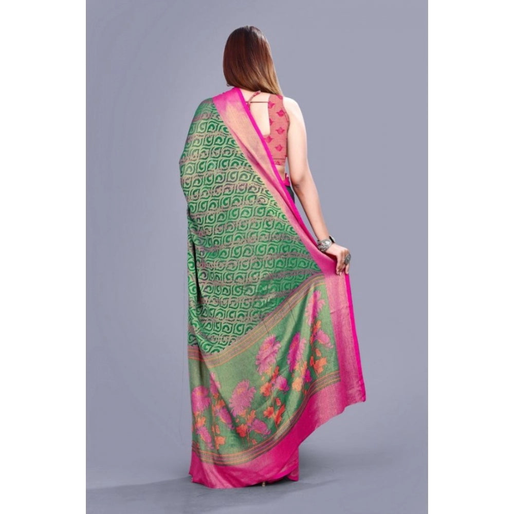 Viscose Rayon Printed Saree With Unstitched Blouse