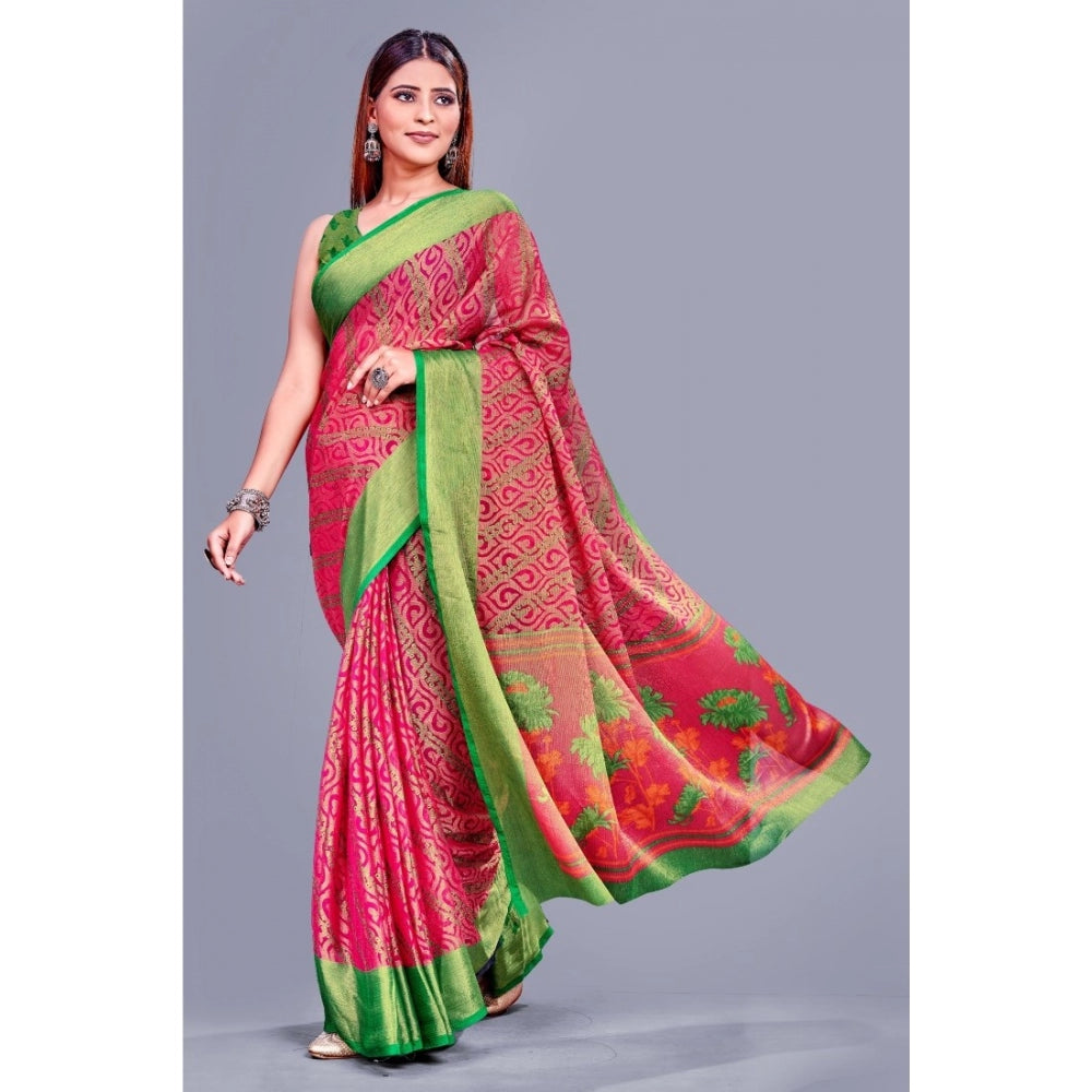 Viscose Rayon Printed Saree With Unstitched Blouse