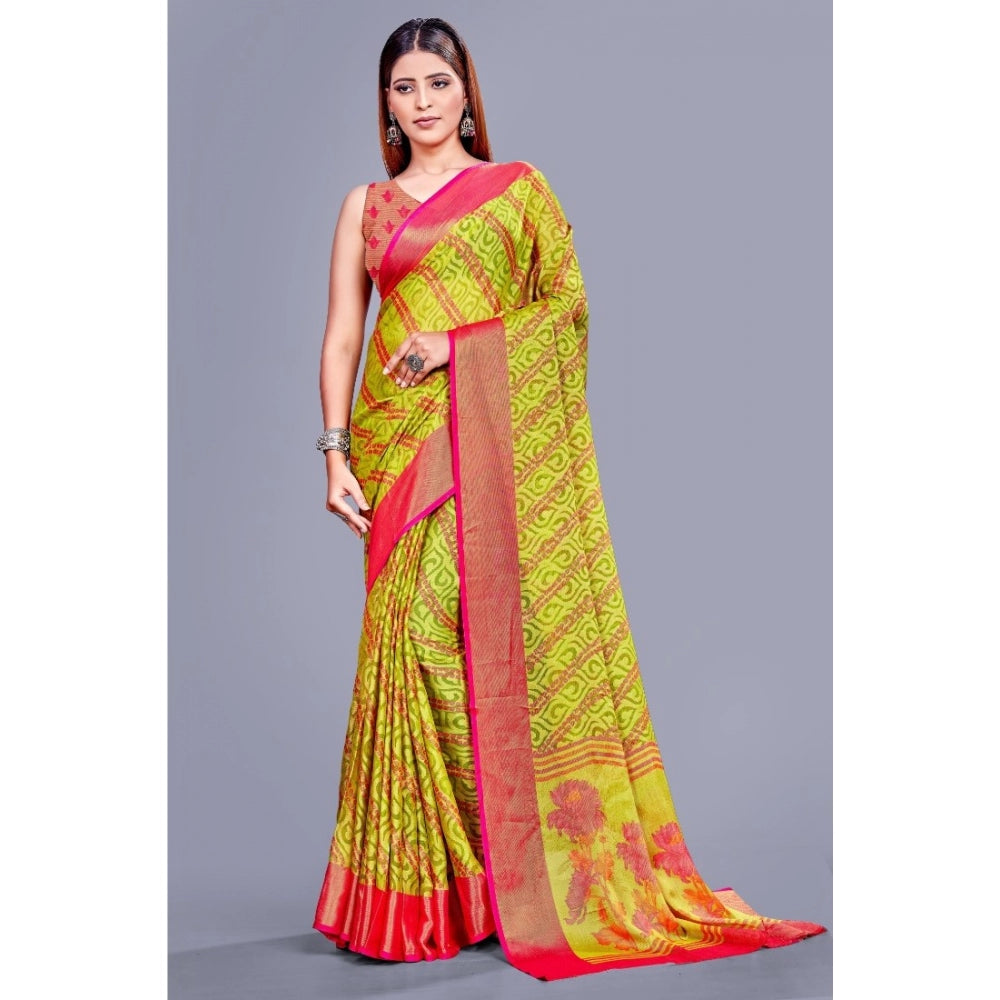 Viscose Rayon Printed Saree With Unstitched Blouse