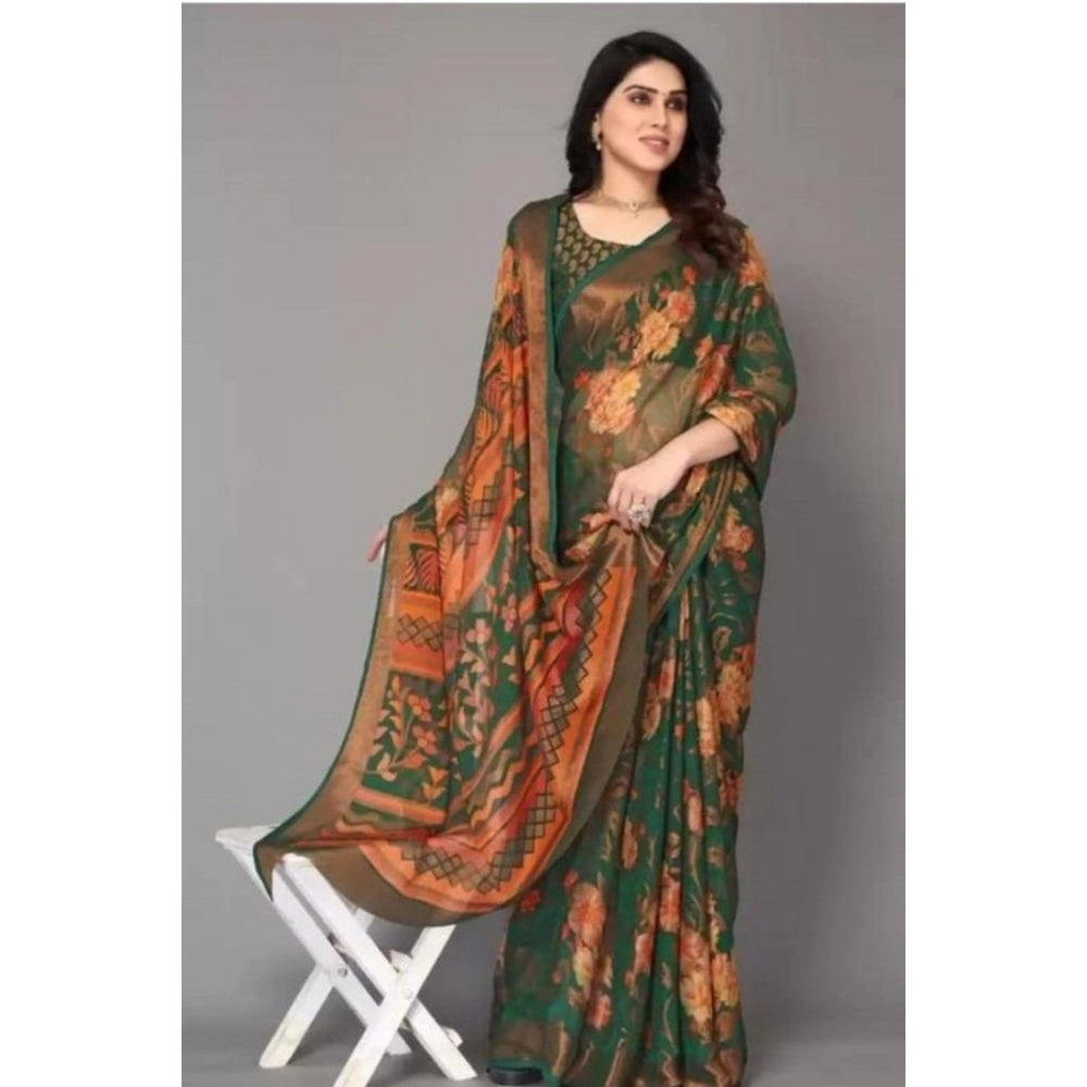 Viscose Rayon Printed Saree With Unstitched Blouse