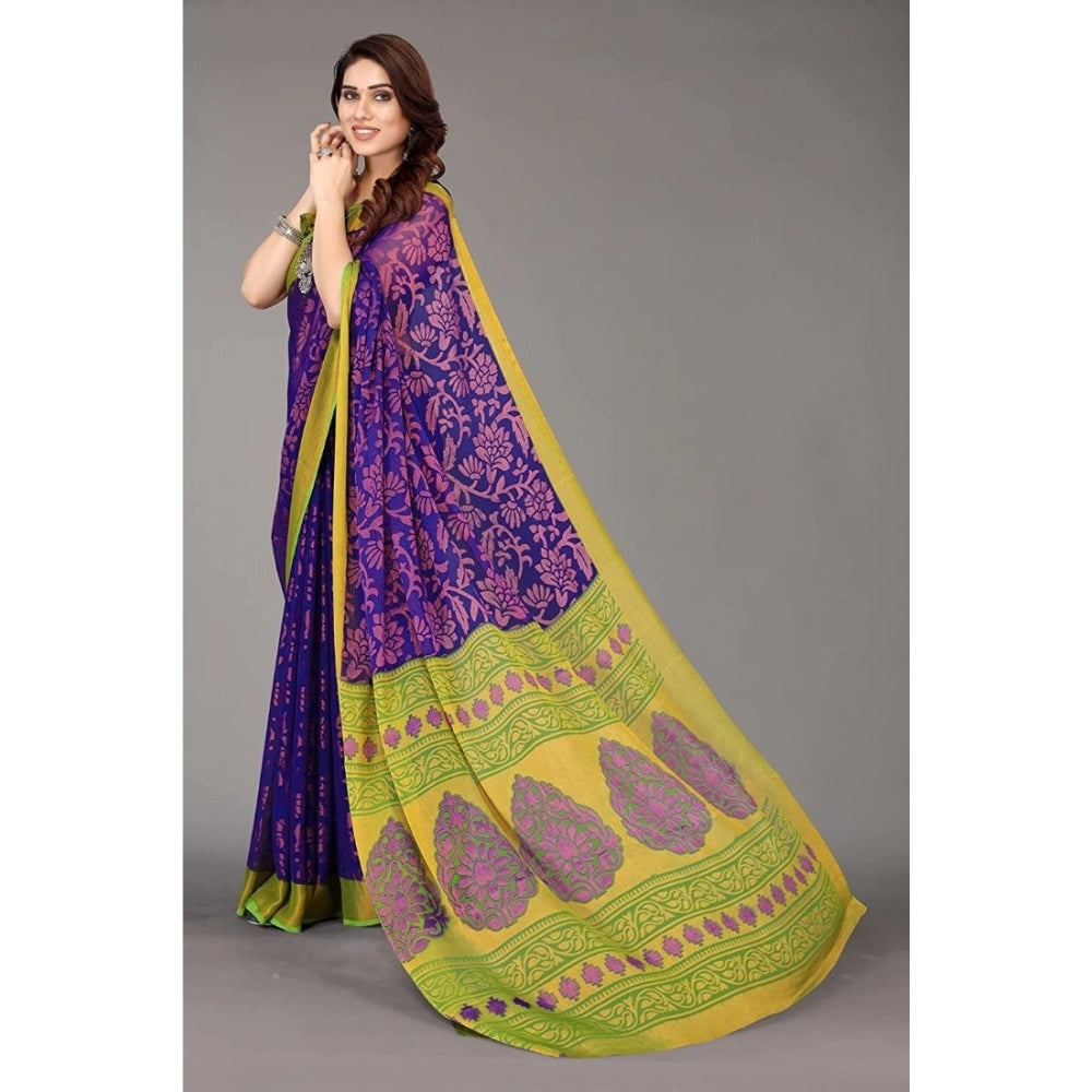 Viscose Rayon Printed Saree With Unstitched Blouse