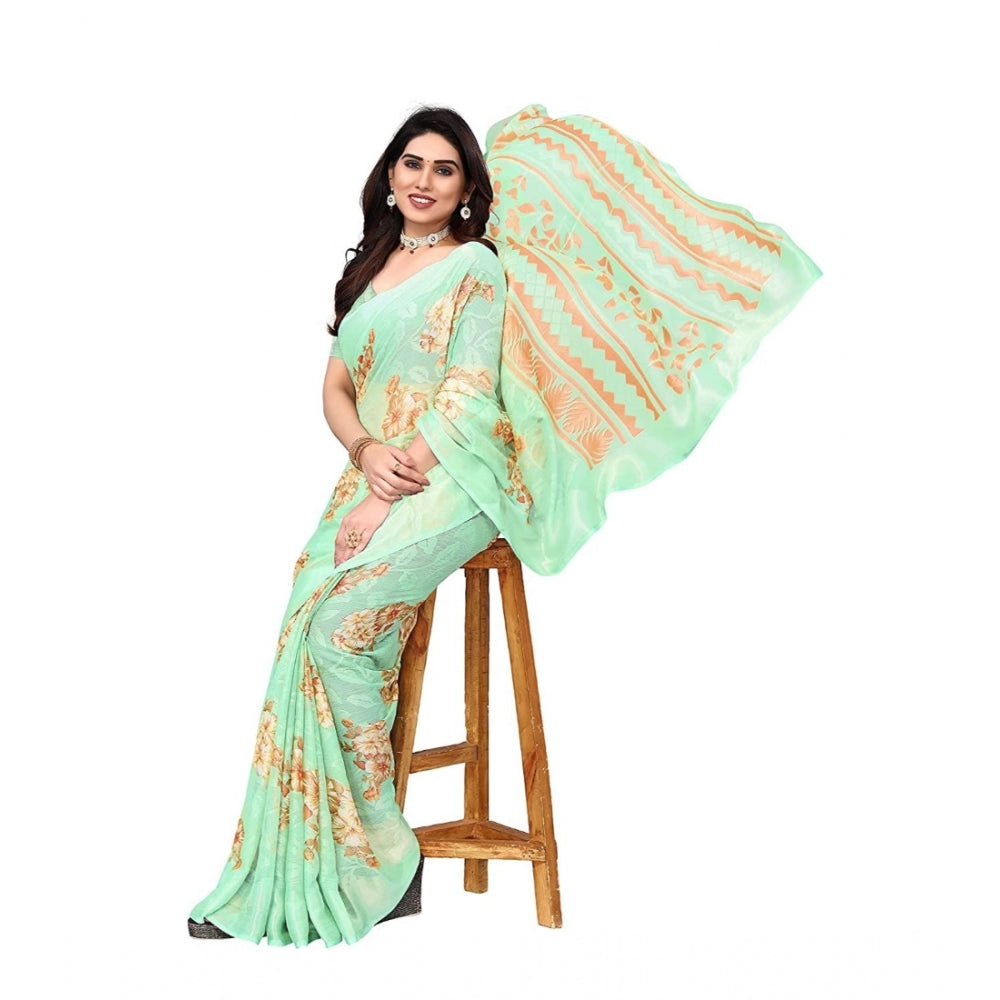 Viscose Rayon Printed Saree With Unstitched Blouse