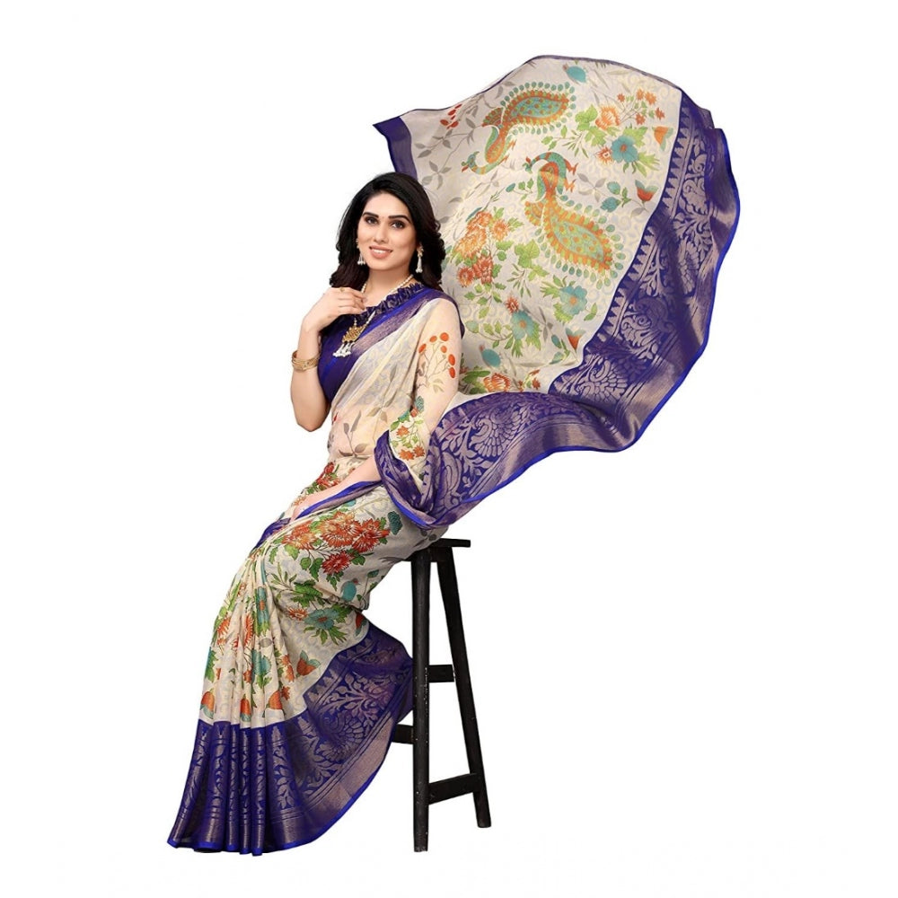 Viscose Rayon Printed Saree With Unstitched Blouse