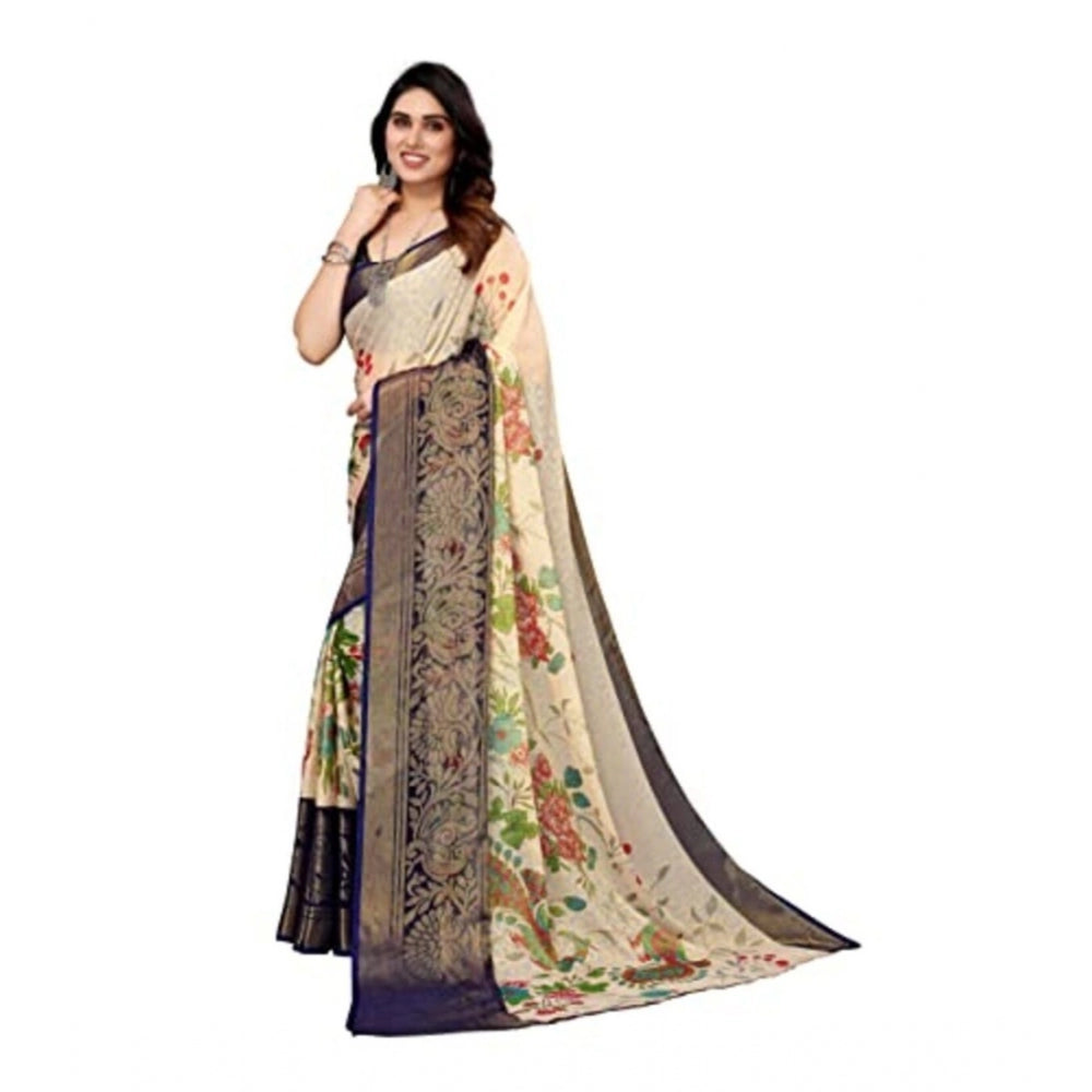 Viscose Rayon Printed Saree With Unstitched Blouse