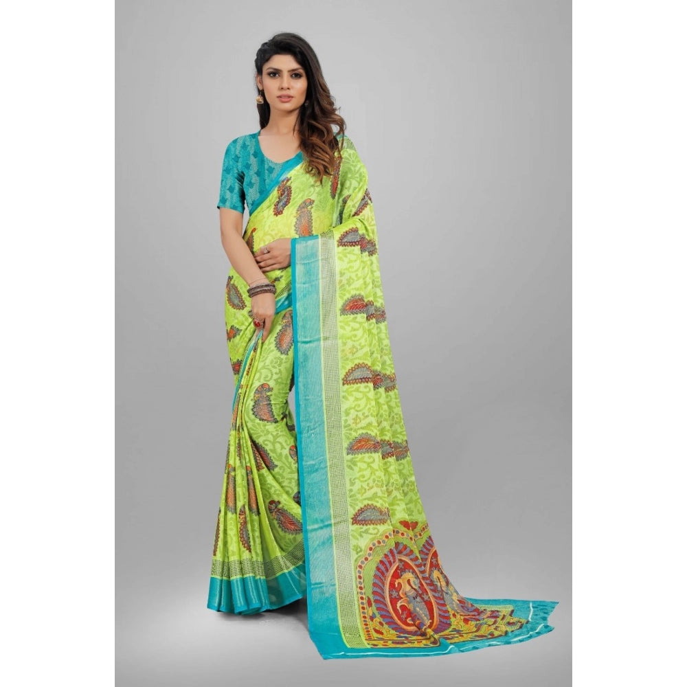 Viscose Rayon Printed Saree With Unstitched Blouse