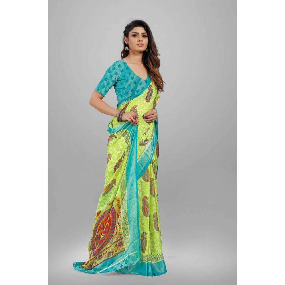 Viscose Rayon Printed Saree With Unstitched Blouse