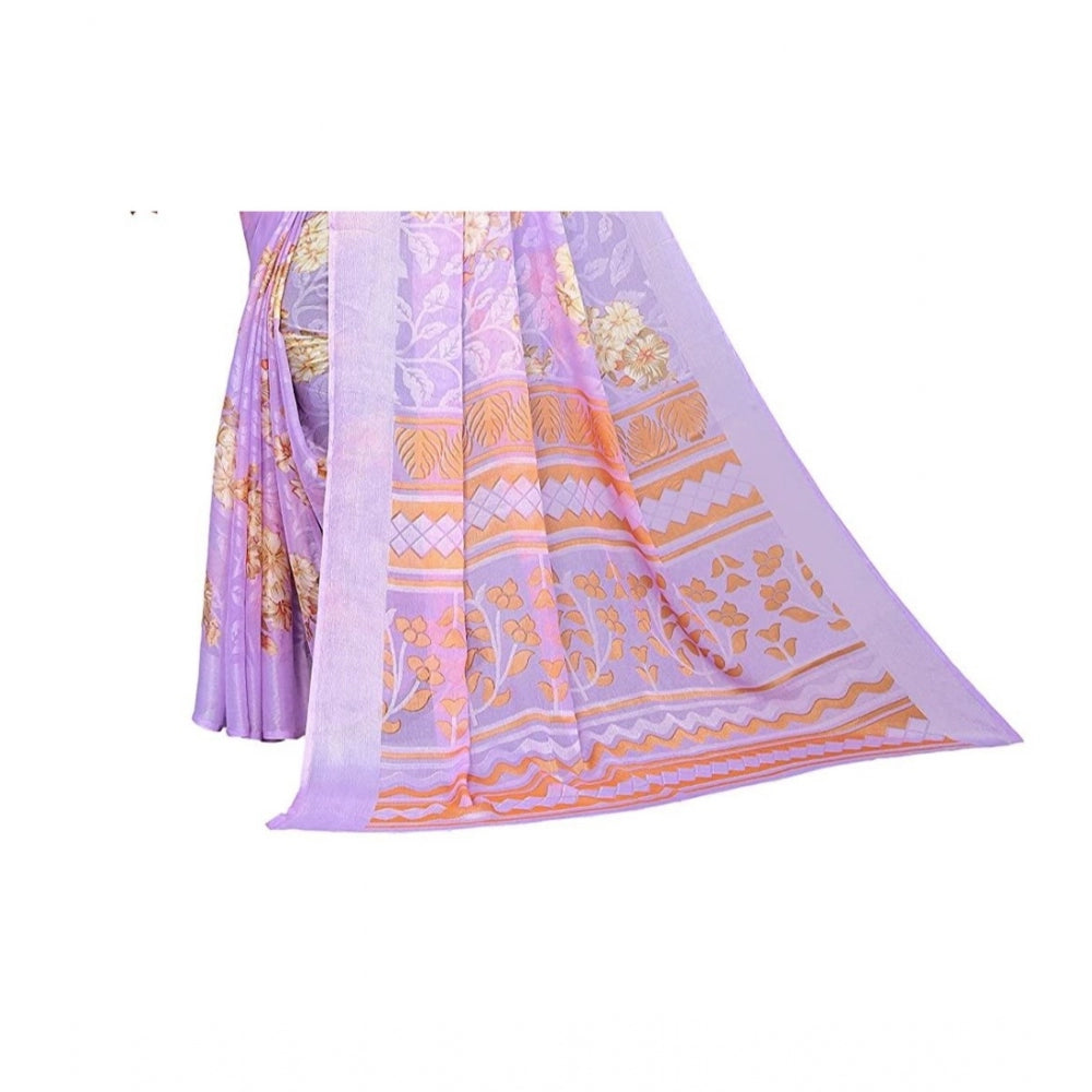 Viscose Rayon Printed Saree With Unstitched Blouse