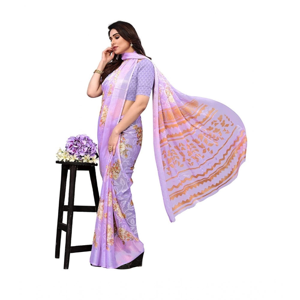 Viscose Rayon Printed Saree With Unstitched Blouse