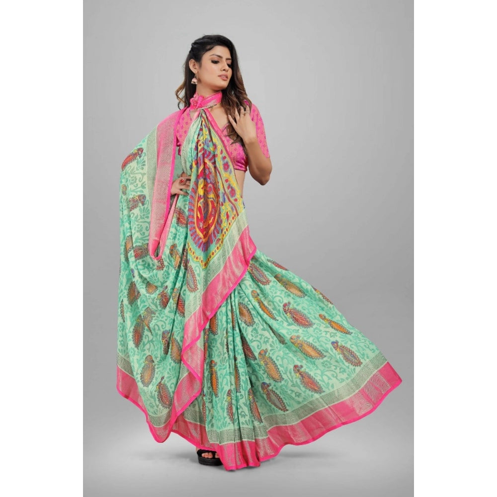 Viscose Rayon Printed Saree With Unstitched Blouse